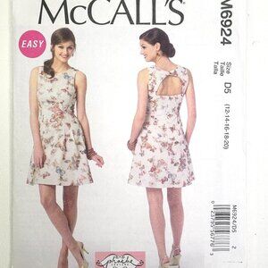 McCalls 6924 Sewing Pattern Sleeveless Dress w/Shaped Back Misses 12-20